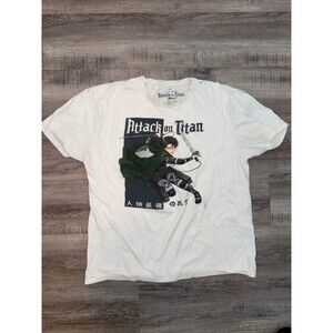 Attack on Titan Anime Shirt Adult XL Final Season Cream Crew Neck Short Sleeve